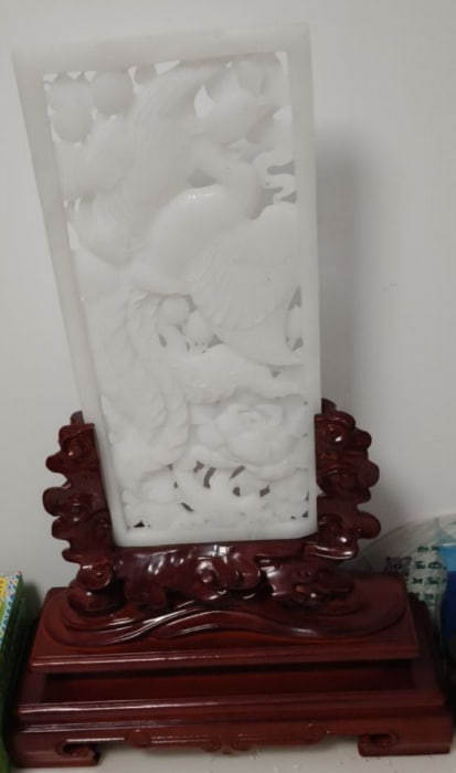 白玉浮雕花鸟纹玉雕